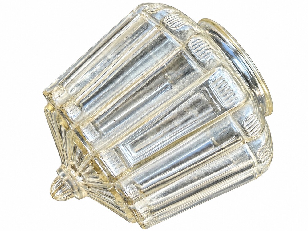 Art Deco Pressed Glass Ceiling Light Shade Clear Ribbed Globe Lamp Fixture